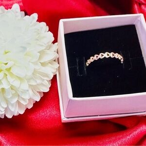 Pandora Rose Open Heart Eternity Band Ring | 14k Rose Gold Plated | Size 7